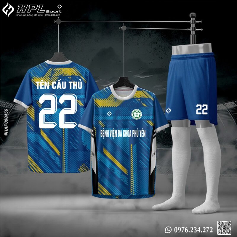 Áo Bóng Đá Xanh Navy Họa Tiết Vàng – Năng Động & Chuyên Nghiệp