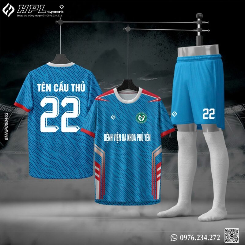 Áo Bóng Đá Xanh Dương Đậm Phối Đỏ - Năng Lượng Thể Thao Mạnh Mẽ