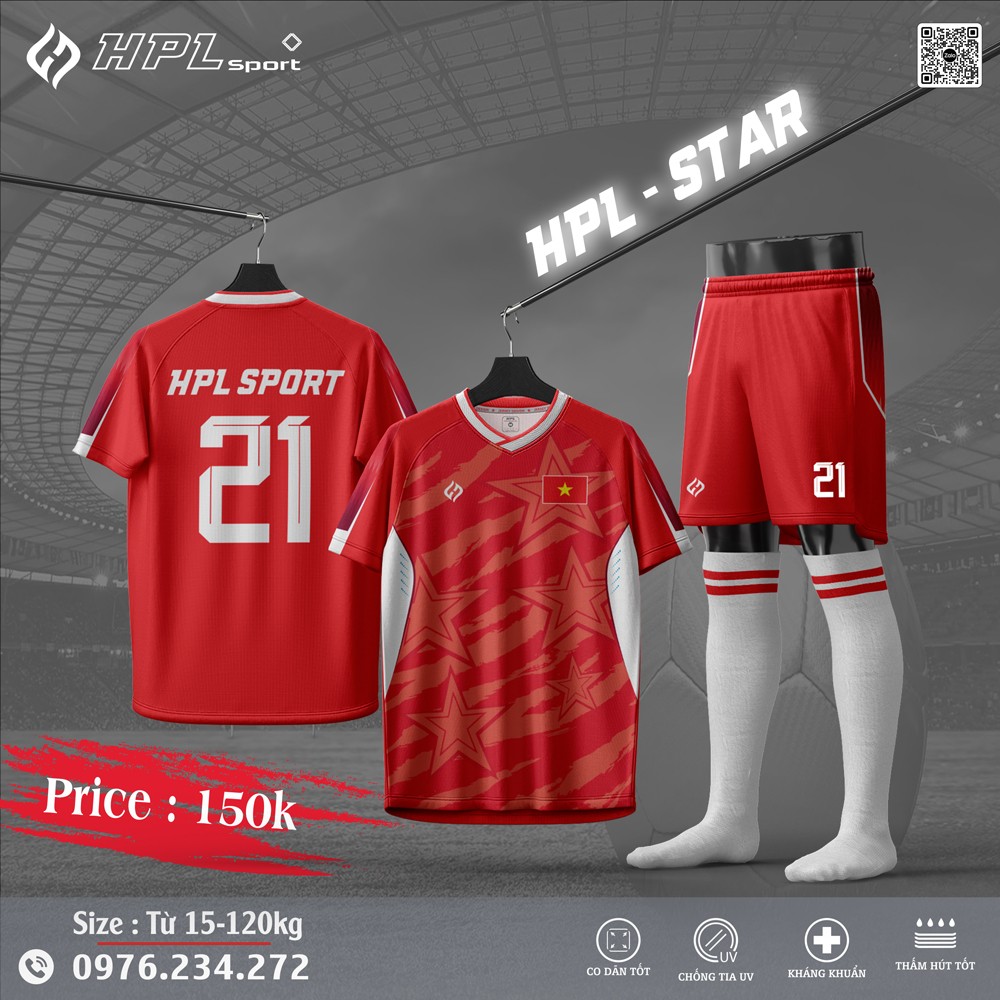Bộ quần áo thể thao HPL STAR màu đỏ nhiệt huyết