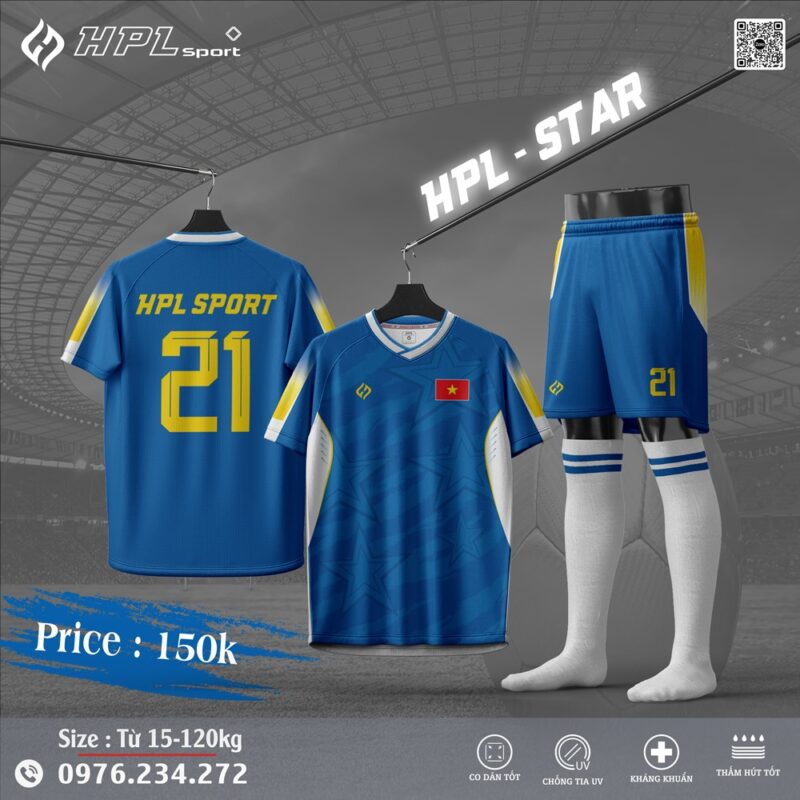 HPL - STAR Xanh Dương - Bộ quần áo bóng đá thể thao cao cấp