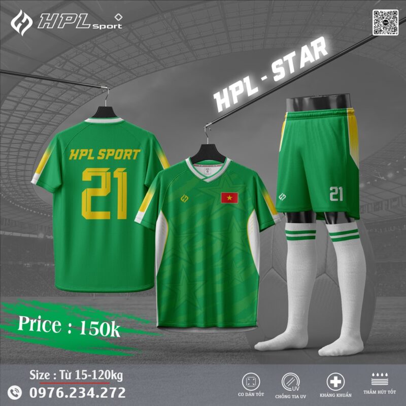 Áo đấu thể thao HPL-Star xanh lá – bản giới hạn năng động và hiện đại