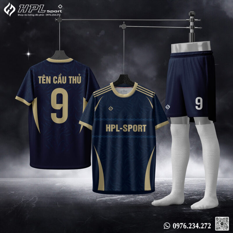 Áo bóng đá HPL Sport Xanh Navy - Phối Vàng Kim Thanh Lịch