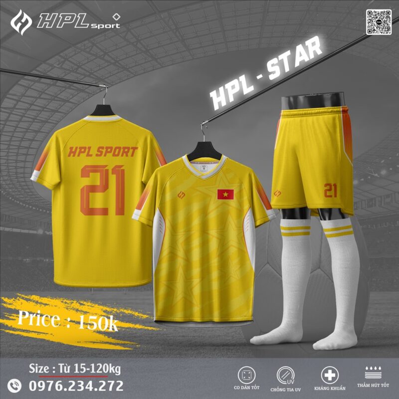 Áo Bóng Đá HPL SPORT - STAR Màu Vàng Tươi