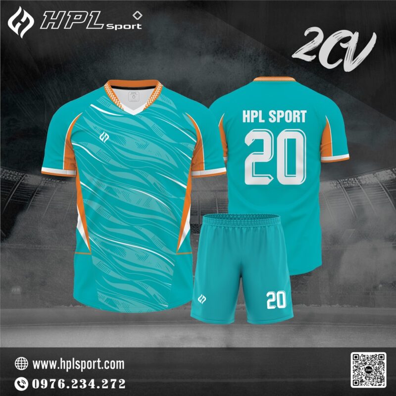 Áo Bóng Đá Xanh Ngọc Cam Sóng Năng Động