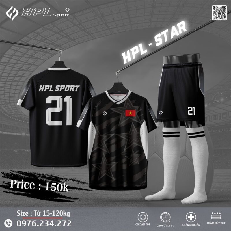 Đồng phục thể thao HPL - STAR màu đen mạnh mẽ
