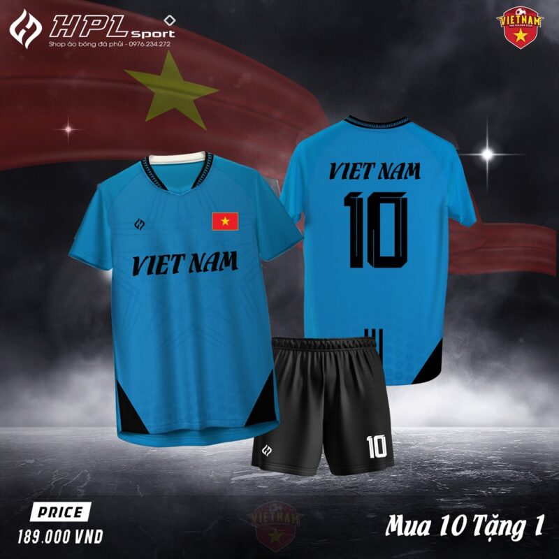 Áo bóng đá VIET NAM màu xanh dương – Thiết kế trẻ trung, chất liệu thoáng mát