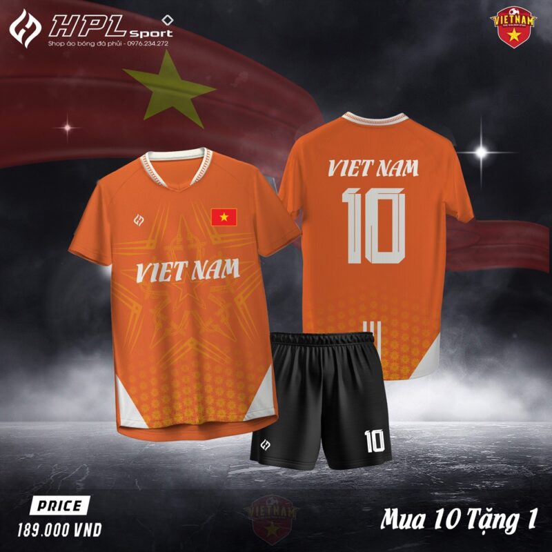 Áo Bóng Đá Tuyển Việt Nam Màu Cam - Thiết Kế Độc Lạ