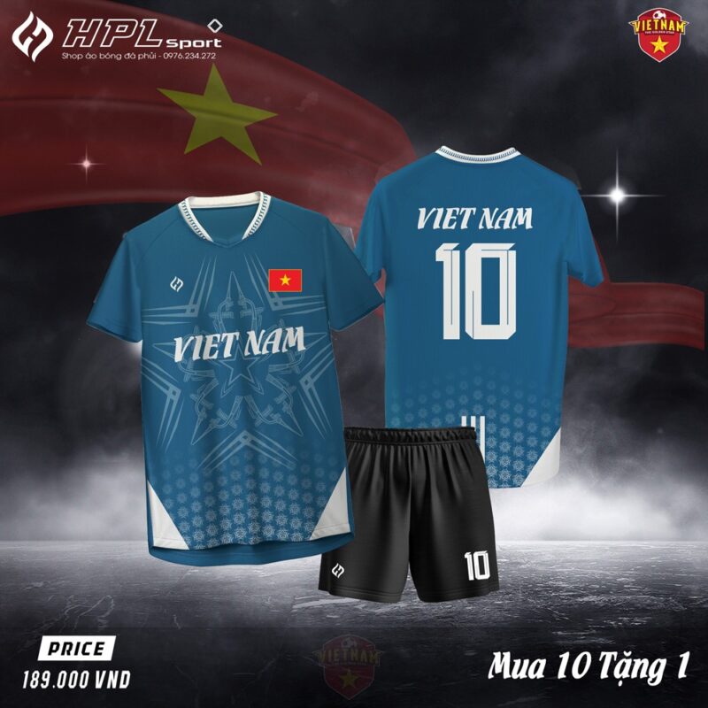 Áo bóng đá VIETNAM xanh dương đậm - Tự hào dân tộc, sẵn sàng thi đấu