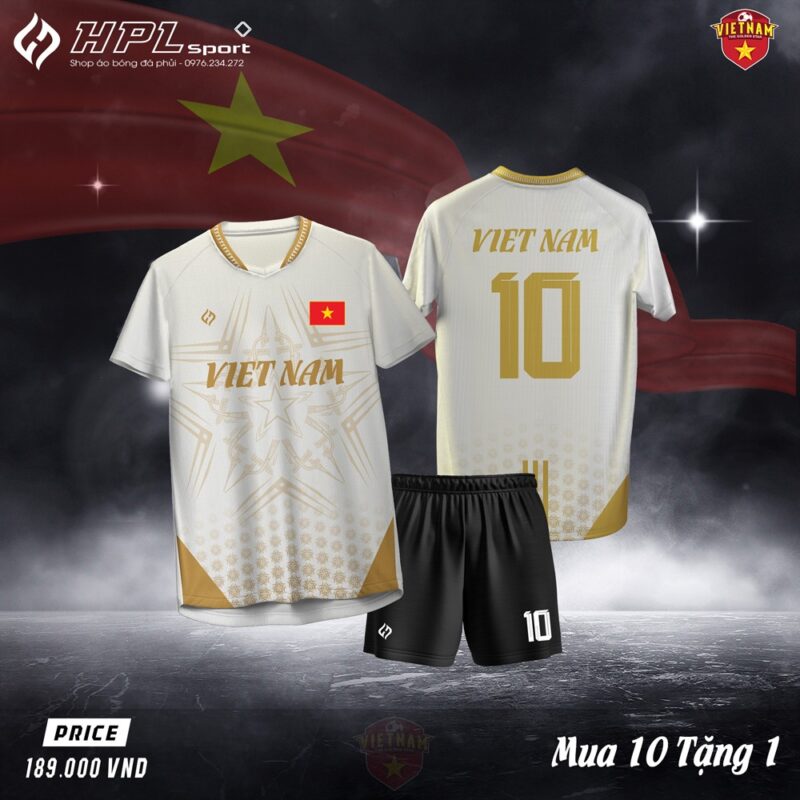 Áo Đấu Việt Nam Trắng Vàng - Sang Trọng, Đậm Chất Dân Tộc