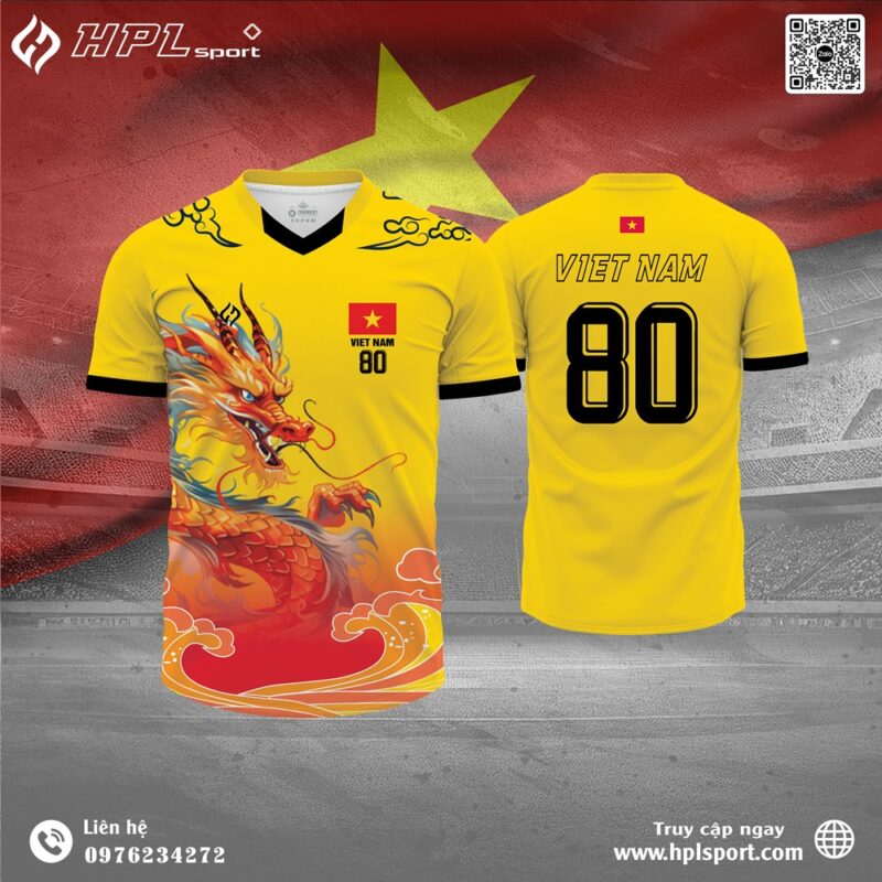 Áo thể thao HPL Sport Việt Nam Rồng Vàng - Vàng tươi nổi bật