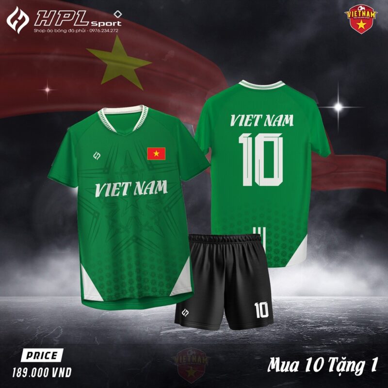 Áo bóng đá VIET NAM màu xanh lá cây – Thiết kế trẻ trung, đậm chất dân tộc
