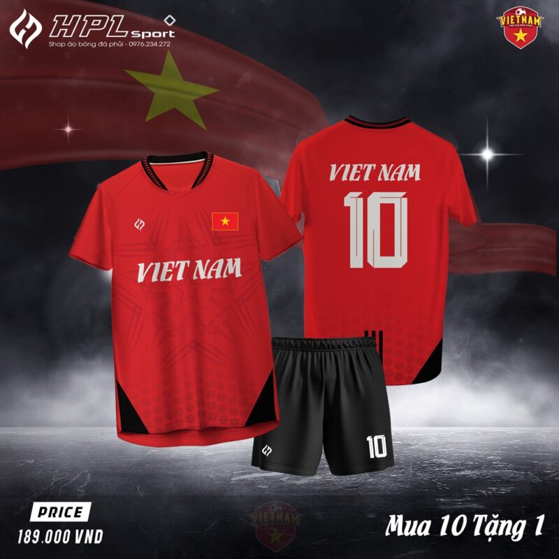 Áo Bóng Đá Việt Nam Đỏ Rực Rỡ - Thiết Kế Ngôi Sao Tự Hào Dân Tộc