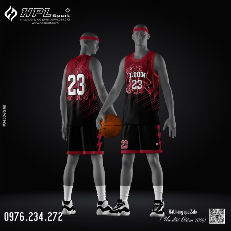Đồng phục bóng rổ đỏ đen HPL Sport #3453-RHM - Thiết kế độc quyền mạnh mẽ