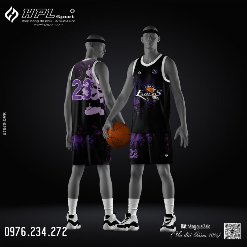Đồng phục bóng rổ Purple Eagles - Đen Tím nổi bật