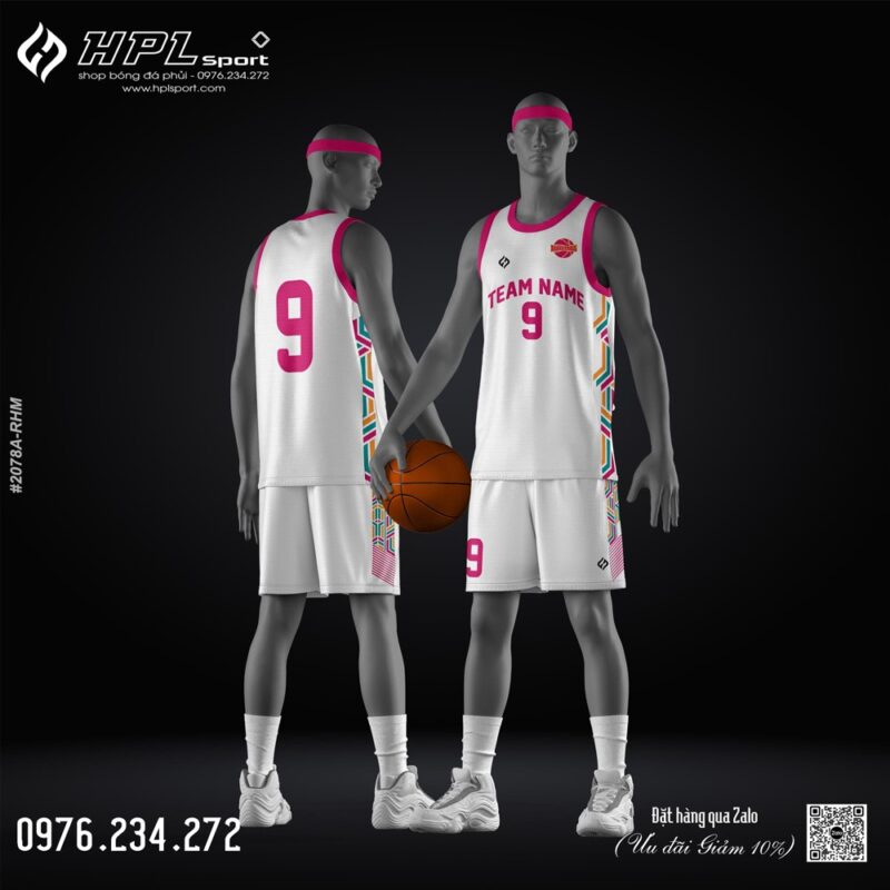Đồng phục bóng rổ trắng hồng Fuchsia – Thiết kế nổi bật, trẻ trung và năng động