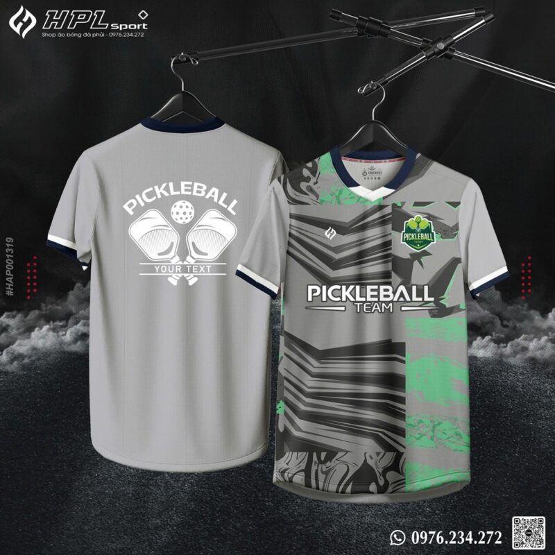 Áo Pickleball Xám Trung Tính Thiết Kế Thể Thao